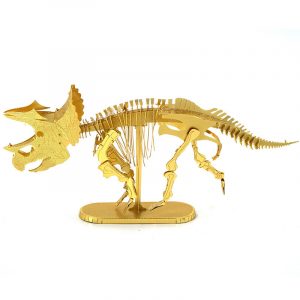 3D Pussel Metall - klassisk Triceratops skelett guld