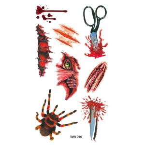 Temporary Tattoo 10x5cm - Halloween special! Scissors, spider