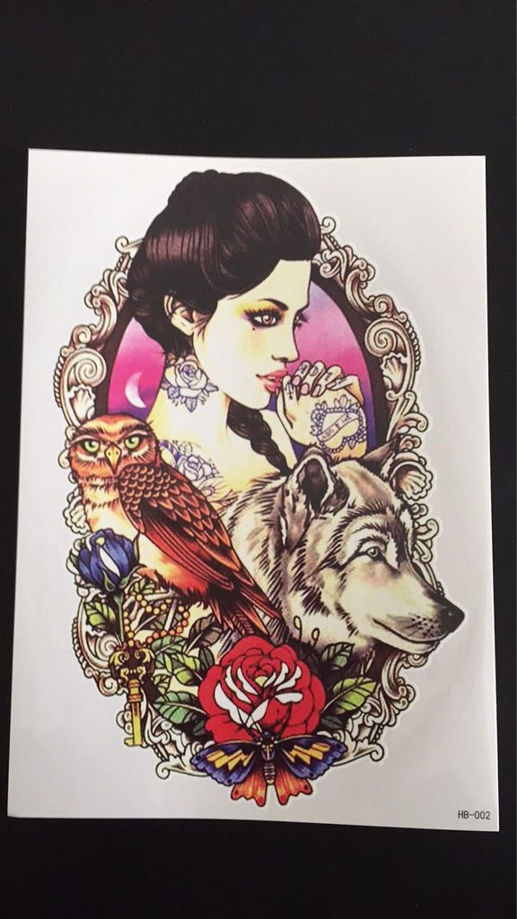 Temporäres Tattoo 21 x 15 cm – Wolfsmädchen