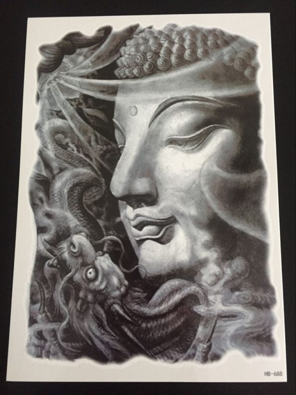 Temporäres Tattoo 21 x 15 cm – Spirituelles Schwarz und Grau