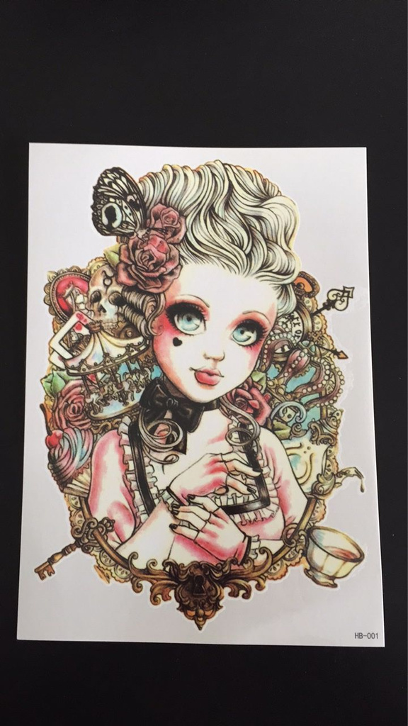 Temporäres Tattoo 21 x 15 cm – Mädchenpuppe