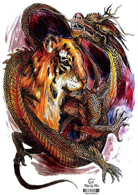 HEL RYGGTAVLA! Tillfällig Tatuering 48 x 34cm - lejon drake