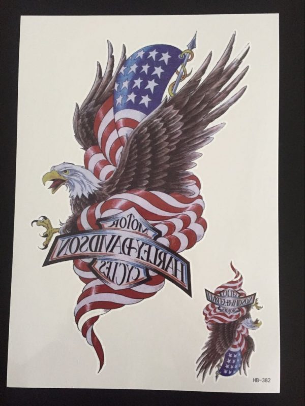 Tillfällig Tatuering 21 x 15cm - american eagle - harley davidsson