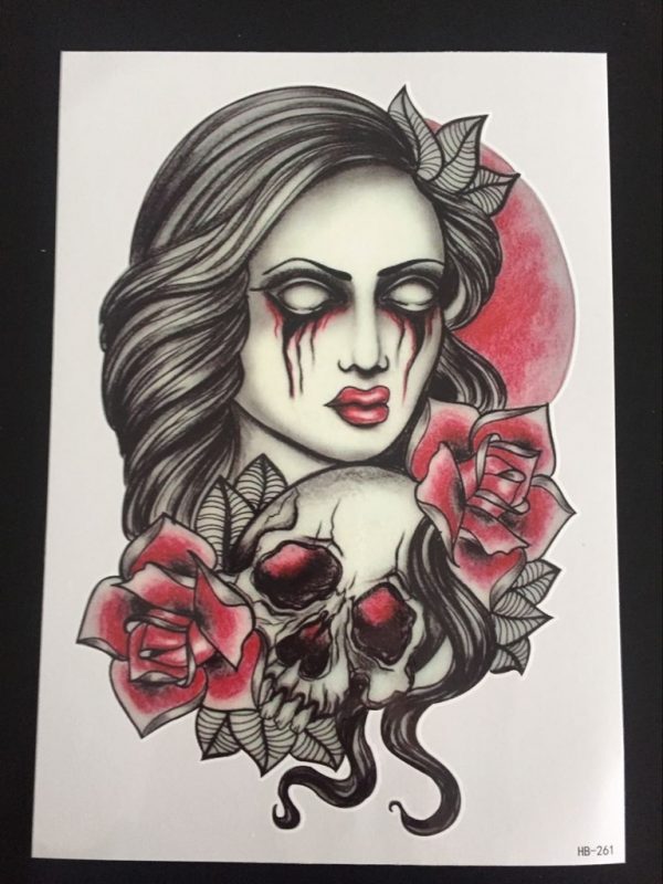 Temporäres Tattoo 21 x 15 cm – Zombie-Mädchen