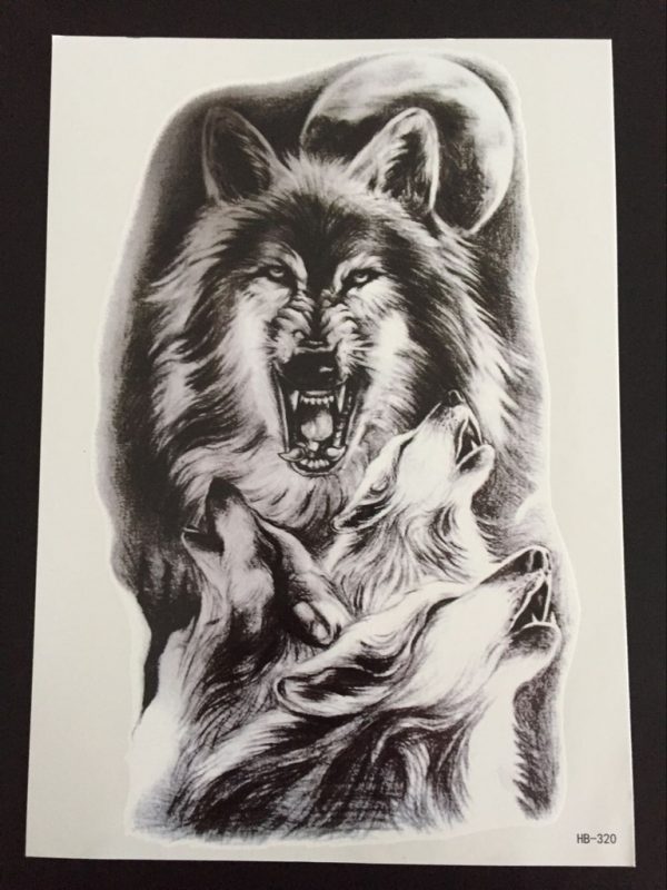 Tillfällig Tatuering 21 x 15cm - vargar