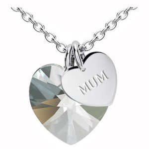 Vackert halsband - silver strass hjärta "mum"