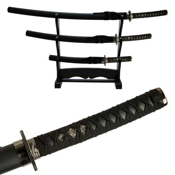 JS-010/4 - Épée de samouraï - lot de 3 avec présentoir