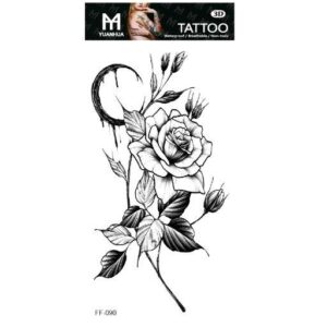 Tatouage Temporaire 19 x 9cm - Fleur, boutons floraux & lune de sang
