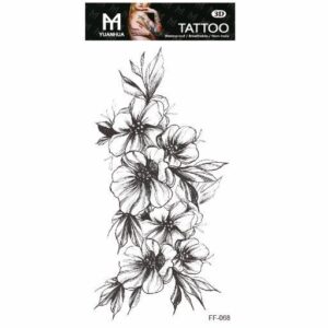 Temporäres Tattoo 19 x 9 cm - 6 Malvenblüten