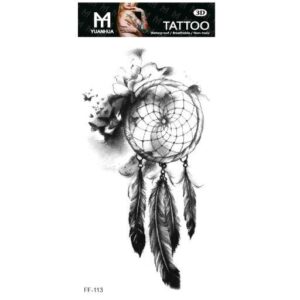 Tillfällig Tatuering 19 x 9cm - Drömfångare m fjärils flock & fjädrar