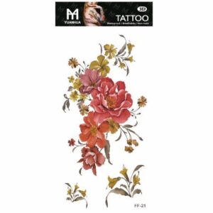 Tillfällig Tatuering 19 x 9cm - Blommor