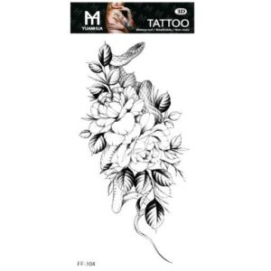 Temporäres Tattoo 19 x 9 cm – Blumenstrauß mit Schlange