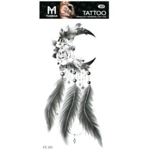 Tillfällig Tatuering 19 x 9cm - Drömfångare m blom måne & fjädrar