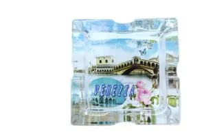 Askfat i Glas Städer Venezia